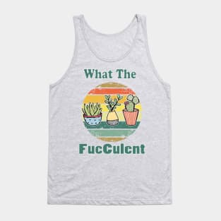 funny vintageplant with retro sun what the fucculent succulent & cactus lovers gift Tank Top